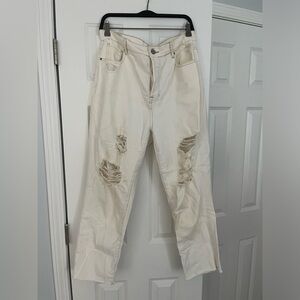 Pacsun distressed white jeans with contrast seaming